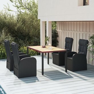 vidaXL Set De Muebles Jard&iacute;n 5 Pzas Con Cojines Rat&aacute;n Sint&eacute;tico Negro Vidaxl