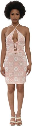 Off-white Pink Printed Halter Neck Mini Dress