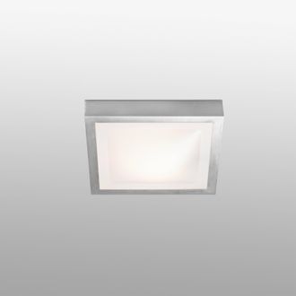 Netlighting Tola 1 Light Small Square Bathroom Flush Ceiling Light Aluminium White IP44 E27