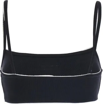 Marine Serre Womens Bra Top V-Neck Black Cotton Tops