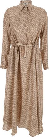 Herno Silk Printed Dress - Dames - Shirt Kleedjes - Beige - M - Kleedjes