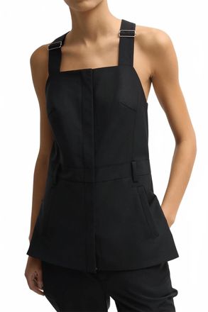Tibi Recycled Tropical Wool Overall Top In Black