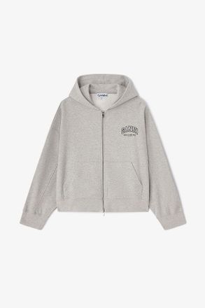 Ganni Grey Zip Hoodie - Size XXS Organic Cotton