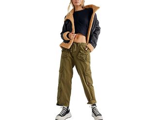 Free People Tahiti Cargo Pants Womens Clothing Dried Herb : LG (Womens 12), Cotton