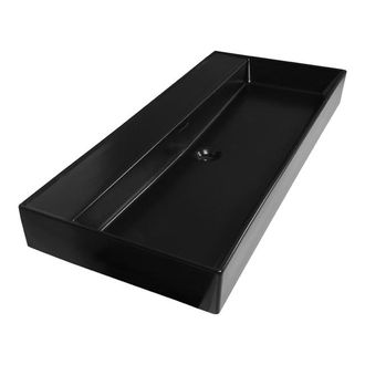 Saniclass Legend Meubelwastafel - 100x47x13cm - overloop - 1 wasbak - zonder kraangat - keramiek - mat zwart