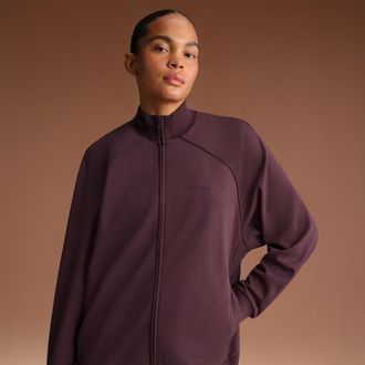 Nike Womens SKIMS Matte Tricot Oversized Full-Zip Track Jacket in Red | TPZUP4885-CUR