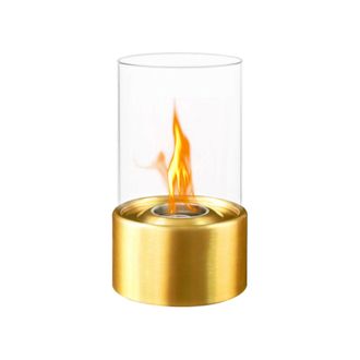 Dmora Chimenea De Bioetanol Dschroffenegge, Chimenea Ecol&oacute;gica, Hogar Sin Humo, Calefactor De Etanol, Made In Italy, 16x16 H29 Cm, Oro Y Transparente - Dmor