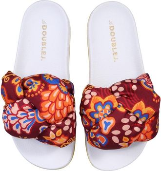 La DoubleJ Braided Slide Sandals - White