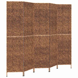 vidaXL Biombo De 5 Paneles Jacinto De Agua Marr&oacute;n 205x180 Cm Vidaxl