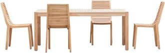 Tikamoon Conjunto de jard&iacute;n de teca maciza con 4 sillas