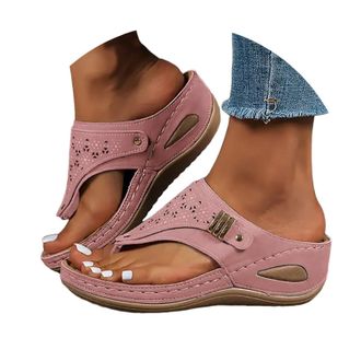 Generic Wedge Flip Flops for Women Summer Wide Fit Flat Sandals with Arch Support Lightweight Anti-Slip Walking Sandals Comfortable Casual Outdoor Non-Slip Be