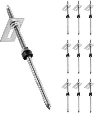 Gabrielle Pack De 10 Tornillos De Doble Rosca M10 X 200 Mm Instalaci&oacute;n Fv Acero Inoxidable Regulable En Altura Pasadores Para Fotovoltaica Fijaci&oacute;n Solar En Cub