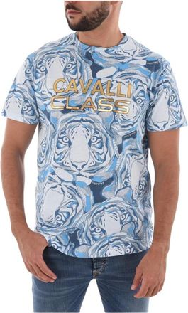 Cavalli Bedrukt katoenen T-shirt - Heren - T-shirts - Veelkleurig - M - Katoen - Tops