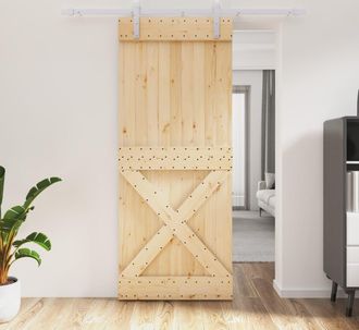 vidaXL Vidaxl - Puerta Corredera Con Herrajes Madera Maciza De Pino 85x210 Cm