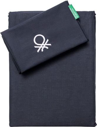Benetton Set 2PC cama (funda nórdica 155X220CM + funda de almohada 80X80CM) 200TC 100% algodón negro y blanco b&w be - Negro y Blanco - Benetton