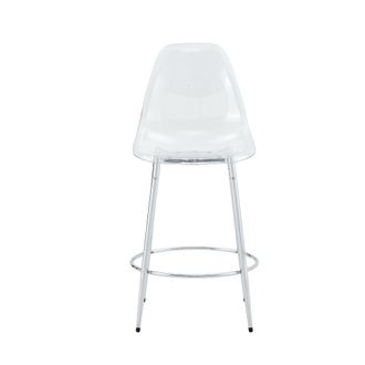 STILVORA Lote De 2 Taburetes De Bar Con Respaldo Ergon&oacute;mico Y Reposapi&eacute;s, Metal Y Pl&aacute;stico, Plateado Transparente