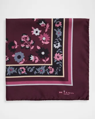 Kiton Men & apos;s Floral Silk Pocket Square