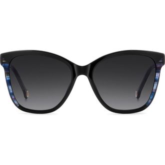 Carolina Herrera 56mm Gradient Butterfly Sunglasses in Black/Dark Grey at Nordstrom