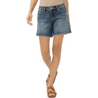 Silver Jeans Co Suki High Waist Long Denim Shorts in Satellite at Nordstrom, Size 25