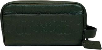 Coach Pre-owned Clutches, male, Green, Size: ONE SIZE Pre-owned Signature Leather Clutch Bag