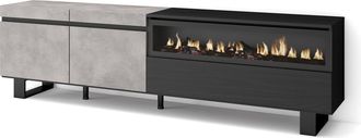 Skraut Home Skraut Home - Mueble Tv, Televisi&oacute;n, Muebles De Sal&oacute;n, Almacenaje, 200x57x35cm, Para Tv Hasta 80, Chimenea El&eacute;ctrica, Dise&ntilde;o Industrial, Estilo Modern