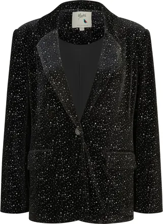 Yumi Black Velvet Sparkle Oversize Blazer 8 Black