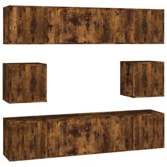 Berkfield Home 8 Piece TV Cabinet Set Smoked Oak Engineered Wood in Brown