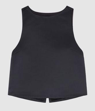Ganni Top Duchesse Crossover Open Back Black