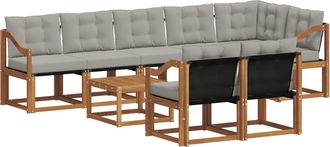 vidaXL Conjunto De Sof&aacute;s De Exterior 9 Uds. Gris Natural Y Claro Vidaxl
