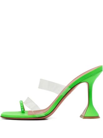Amina Muaddi Pre-owned 105mm leather sculpted-heel sandals - Green