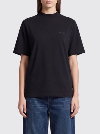 The Attico T-shirt girocollo in cotone con spalle scese e logo tono su tono