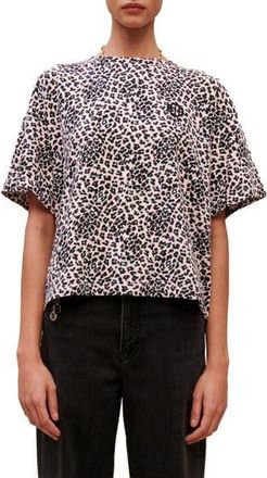 Maje Leopard Print Cotton T-Shirt in Light Pink Leopard at Nordstrom Rack, Size 1 (Fits Like 2-4 Us) / 36 Eu