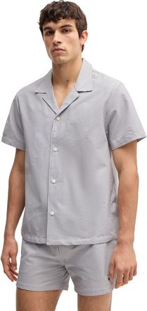 HUGO BOSS Mens Velvetfish Beach Shirt in Navy - Size Small