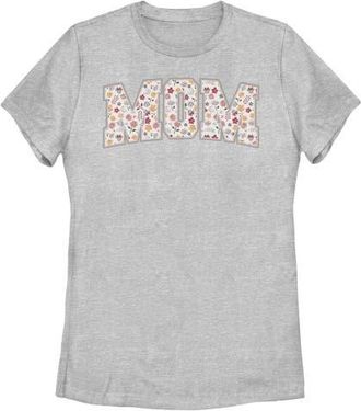 Minnie Mouse Womens Minnie Mouse Mom Collegiate Flower Print Graphic T-Shirt in Athletic Heather at Nordstrom, Size Xx-Large