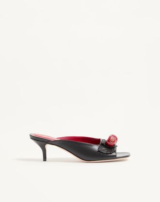 Valentino Garavani Sandalo Slide Cherryfic In Capretto 55mm Donna NERO 35.5