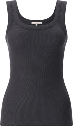 Rag & Bone Essential Rib Tank Top - Dames - Tops zonder mouwen - Zwart - M - Katoen - Tops