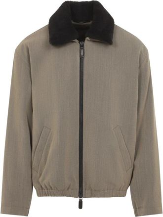Giorgio Armani Blouson Jas - Heren - Bomber jackets - Beige - L - Leer - Jassen