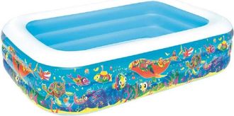 Trade Shop Trade Shop - Piscina Gonfiabile Family Rettangolare 3 Anelli Fantasia Pesci 229x152x56cm 54120