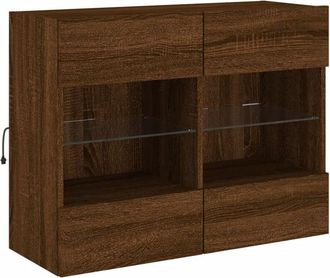 vidaXL Vidaxl - Mueble tv de pared con luces led roble marrón 78,5x30x60,5 cm