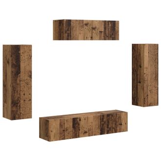 vidaXL Mueble De Tv 5 Pcs Madera Vieja Vidaxl