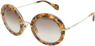 Miu Miu Pre-owned Accessories, female, Brown, Size: ONE SIZE Pre-owned Gradient Round Sunglasses