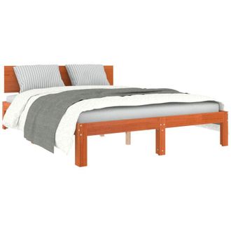 vidaXL Estructura De Cama Con Cabecera Marr&oacute;n Cera 135 X 190 Cm Vidaxl