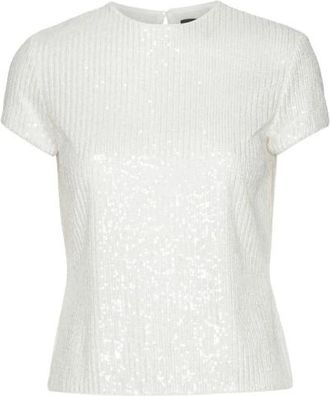 Rotate Sequins T Shirt - Dames - T-shirts - Wit - L - Leer - Tops