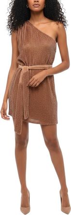 Retrof&ecirc;te Beige Embellished One Shoulder Mini Dress