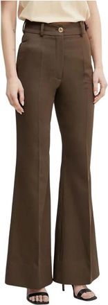 Patou Wijde broek - Dames - Wijde Broeken - Bruin - M - Broeken