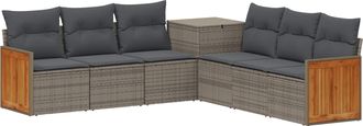 vidaXL Juego De Sof&aacute; 7 Uds. Gris Y Gris Oscuro Rat&aacute;n Sint&eacute;tico Y Acero Vidaxl