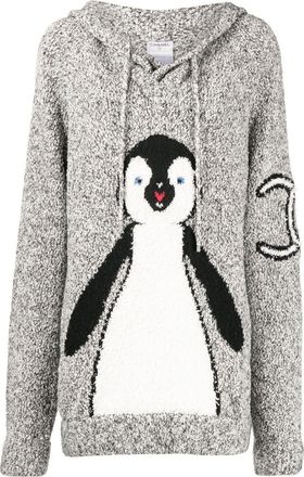 Chanel 2007 penguin knitted drawstring hoodie - women - Silk/Nylon/Cashmere/Wool/Polyamide/Mohair - One Size - Grey