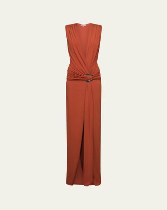 Et Ochs Jil Plunging Draped Column Gown