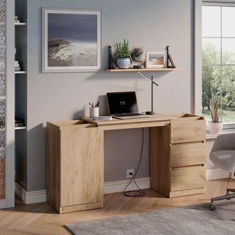Vicco C&oacute;moda Con Funci&oacute;n Escritorio Varino, Roble Dorado, 80 X 75.5 Cm Extensible, Vicco