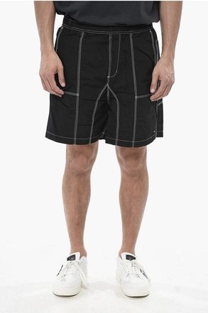 Brain Dead Solid Shorts with Elastic Waistband and Topstitching size L